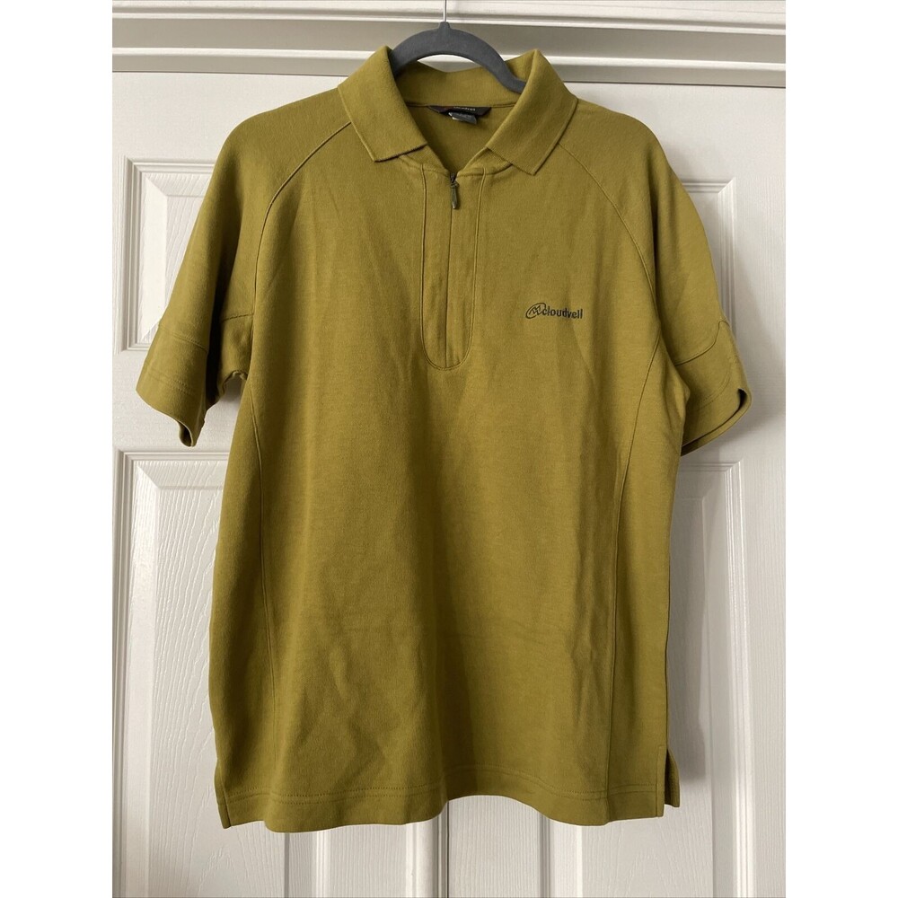 Cloudveil Mens Polo Shirt Small Quarter Zip Logo Green Outdoor Activewear